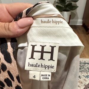 Haute Hippie Leopard Print Pant in Black and Cream